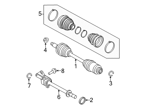 2010 Mercury Milan Drive Axles - Front Diagram