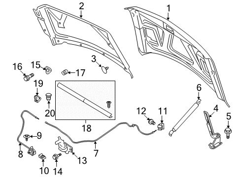 2014 Ford F-150 Bumper - Hood Rest Diagram for AL3Z-16758-A