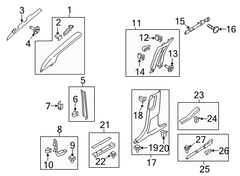 2015 Ford Edge Interior Trim - Pillars, Rocker & Floor Diagram