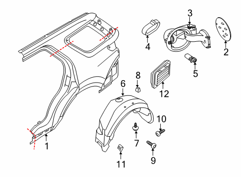 2014 Ford Explorer Quarter Panel & Components Diagram