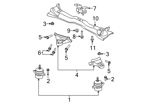 2008 Ford Mustang Engine & Trans Mounting Diagram 2 - Thumbnail