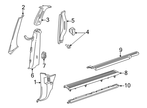 2004 Mercury Monterey Interior Trim - Pillars, Rocker & Floor Diagram