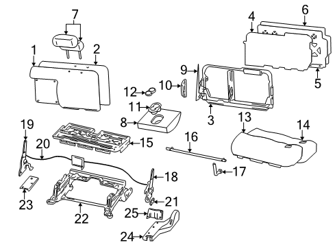 2003 Ford Excursion Rear Seat Back Cover Assembly Diagram for 2C7Z-7866601-CAB