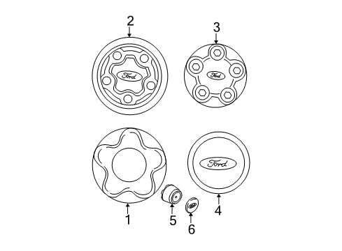 2008 Ford Ranger Wheel Covers & Trim Diagram