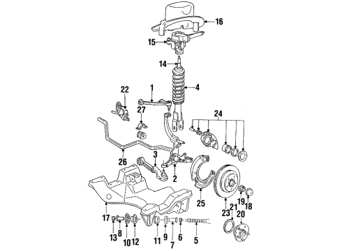 1997 Ford Thunderbird Front Suspension, Control Arm Diagram 1 - Thumbnail