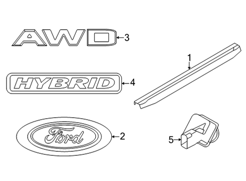 2023 Ford Maverick Exterior Trim - Tail Gate Diagram