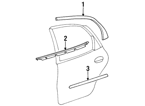 1998 Mercury Sable Exterior Trim - Rear Door Diagram