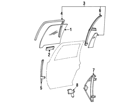 1990 Lincoln Town Car Regulator - Window - Less Motor Diagram for F2VY-5427008-A