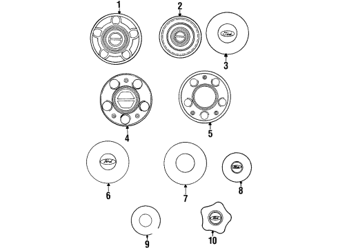 1995 Ford Ranger Wheel Covers & Trim Diagram