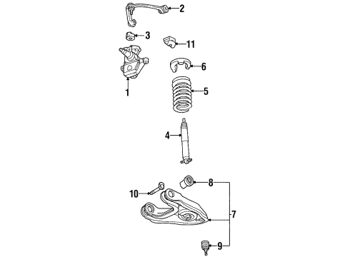 2000 Lincoln Navigator Front Suspension, Control Arm Diagram 1 - Thumbnail