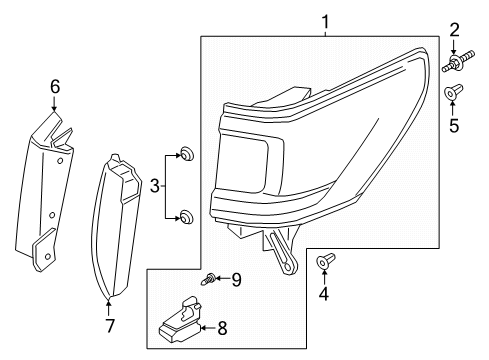 2018 Lincoln Navigator Guard - Rear Lamp Lens Diagram for JL7Z-13K405-A