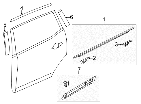 2010 Lincoln MKT Moulding - Door Outside Diagram for AE9Z-7425556-A