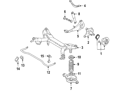 2006 Ford Fusion Rear Suspension Components, Lower Control Arm, Upper Control Arm, Stabilizer Bar Diagram