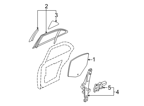 2004 Lincoln LS Run Assembly - Glass Diagram for 6W4Z-54246A27-AA