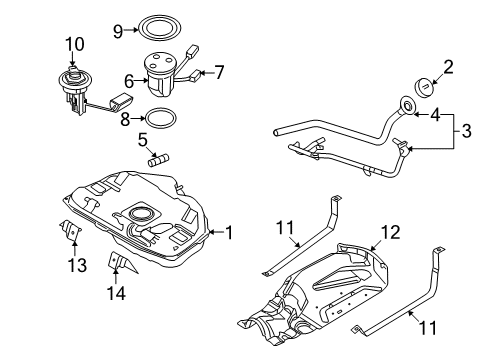 2008 Ford Fusion Fuel Pump And Sender Assembly Diagram for 7E5Z-9H307-U