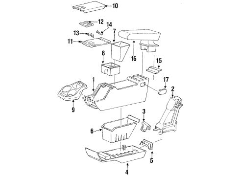 1993 Ford Ranger Armrest Assembly Diagram for F37Z10644A22ABD