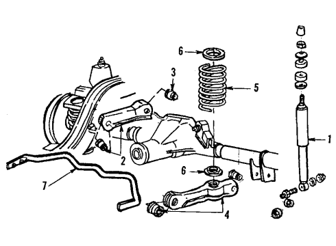 1984 Mercury Marquis Rear Suspension Components, Stabilizer Bar Diagram