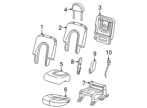 2002 Ford Explorer Pad Rear Seat Cushion Diagram for 1L2Z7863840AB