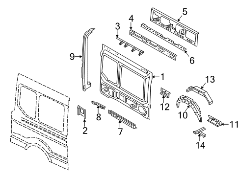 2019 Ford Transit-250 PANEL - REAR QUARTER CLOSING Diagram for LK4Z-6127864-X