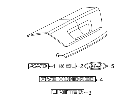 2007 Ford Five Hundred Exterior Trim - Trunk Lid Diagram