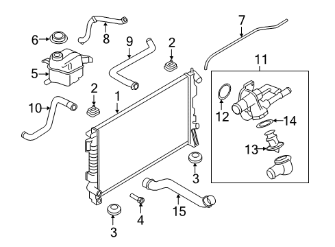 2009 Lincoln MKS Radiator & Components Diagram