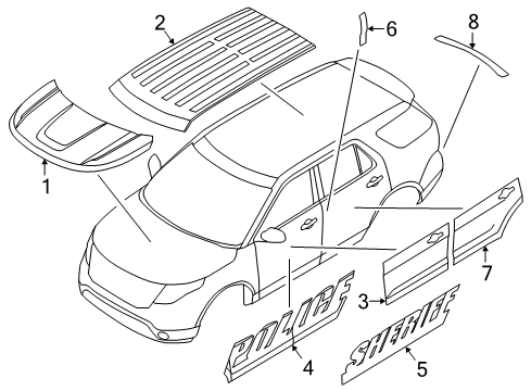 2018 Ford Police Interceptor Utility Decal Diagram for EB5Z-17232-A