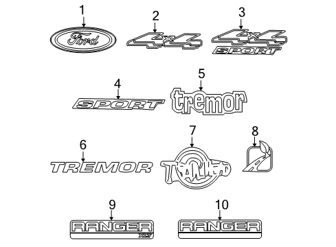 2010 Ford Ranger Exterior Trim - Pick Up Box Diagram 2 - Thumbnail
