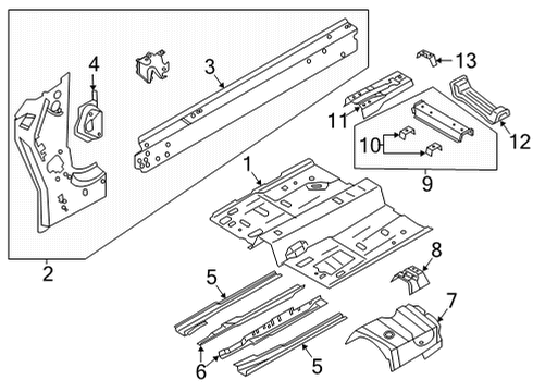 2023 Ford Bronco Sport MEMBER ASY - FLOOR SIDE - CENT Diagram for LX6Z-78100K38-G