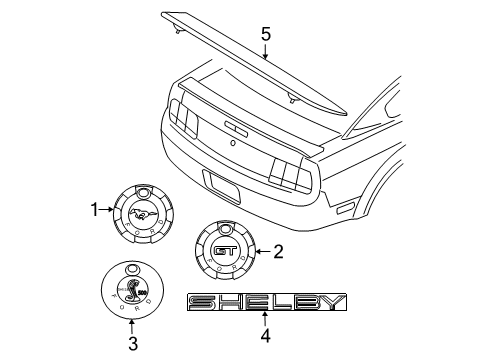 2008 Ford Mustang Spoiler - V - 6 Style Primed Diagram for 7R3Z-6344210-AJ