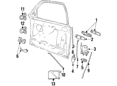 2000 Ford Crown Victoria Front Door - Lock & Hardware Diagram