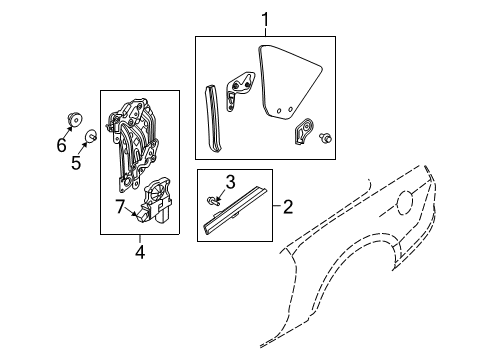 2012 Ford Mustang Weatherstrip - Fixed Glass Diagram for BR3Z-76297B07-A