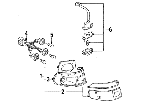 1993 Ford Escort Tail Lamps, License Lamps Diagram 4 - Thumbnail