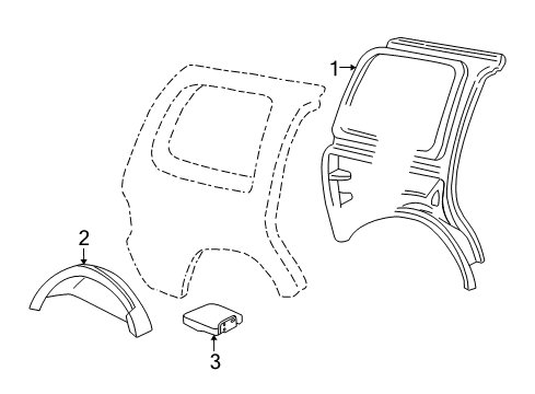 2008 Lincoln Navigator Inner Structure - Quarter Panel Diagram 1 - Thumbnail