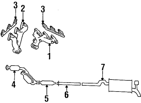 1997 Ford Taurus Catalytic Converter Assembly Diagram for F6DZ-5F250-KK