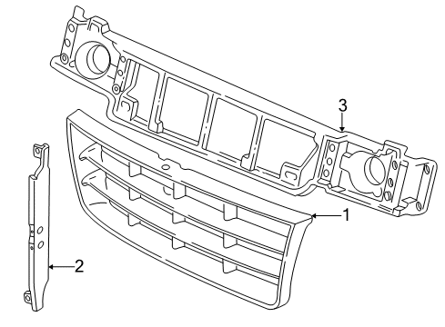 2000 Ford E-350 Super Duty Grille & Components Diagram