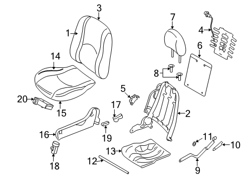 2008 Ford Escape Seat Cushion Cover Assembly Diagram for 8L8Z-7862900-BA