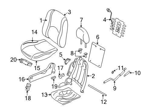 2008 Mercury Mariner Seat Back Cover Assembly Diagram for 8E6Z-7864416-AA