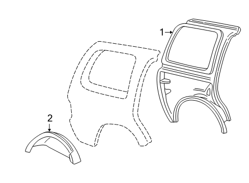 2004 Lincoln Navigator Inner Structure - Quarter Panel Diagram