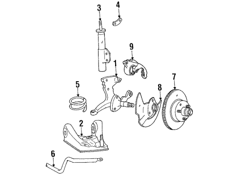 1991 Lincoln Mark VII Front Brakes Diagram