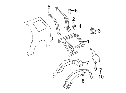 2002 Ford Explorer Inner Structure - Quarter Panel Diagram