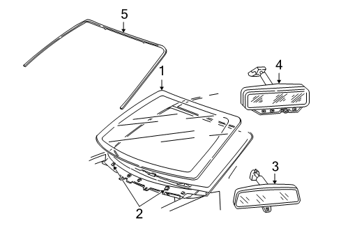 2007 Ford Freestar Windshield Glass, Reveal Moldings Diagram