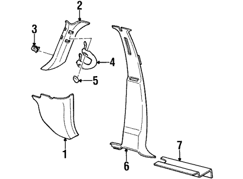 2000 Lincoln Navigator Interior Trim - Pillars, Rocker & Floor Diagram