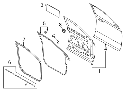 2020 Ford Expedition Weatherstrip Assembly - Door Opening Diagram for JL1Z-7820709-A