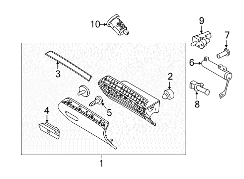 2013 Ford Police Interceptor Utility Box Assembly - Glove Compartment Diagram for EB5Z-78060T10-AA