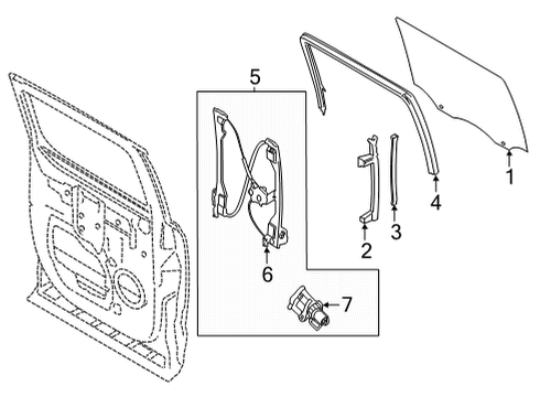 2022 Ford F-150 Glass - Rear Door Diagram