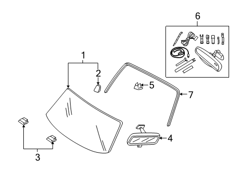 2010 Mercury Mariner Windshield Glass, Reveal Moldings Diagram 1 - Thumbnail