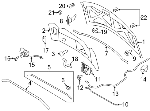 2014 Lincoln MKX Hood & Components Diagram