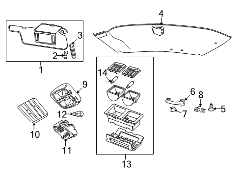 2007 Mercury Grand Marquis Sun Visor Assembly Diagram for 6W7Z-5404105-AAA