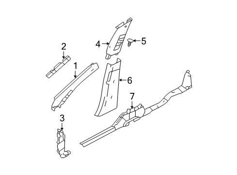 2005 Mercury Montego Panel - Trim Diagram for 5G1Z-5424356-AAA