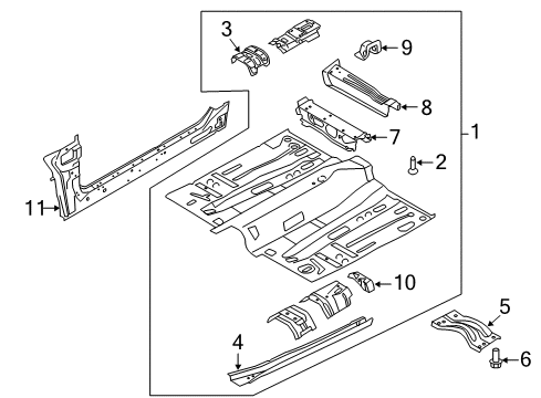 2014 Ford Escape Pillars, Rocker & Floor - Floor & Rails Diagram